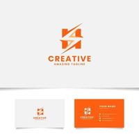 Negative Space Flash on Letter H with Business Card Template vector