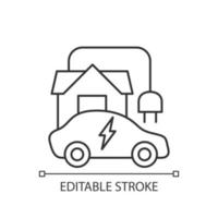 Home EV charging point linear icon vector