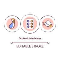 icono de concepto de medicamentos ototóxicos vector