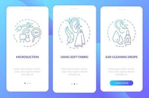 Ear hygiene procedures onboarding mobile app page screen with concepts vector