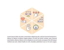 Moral values concept line icons with text vector