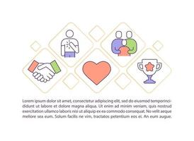 Iconos de línea de concepto de crecimiento de valores personales con texto vector