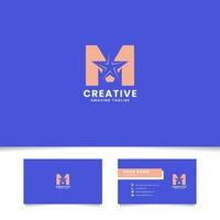 Negative Space Star on Letter M Logo With Business Card Template vector