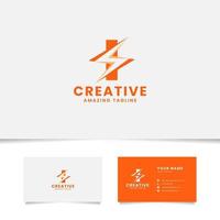 Negative Space Flash on Letter I Logo with Business Card Template vector