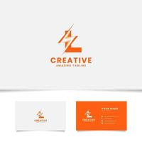 Negative Space Flash on Letter L Logo with Business Card Template vector