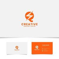 Negative Space Flash on Letter Q Logo with Business Card Template vector