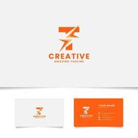 Negative Space Flash on Letter T Logo with Business Card Template vector