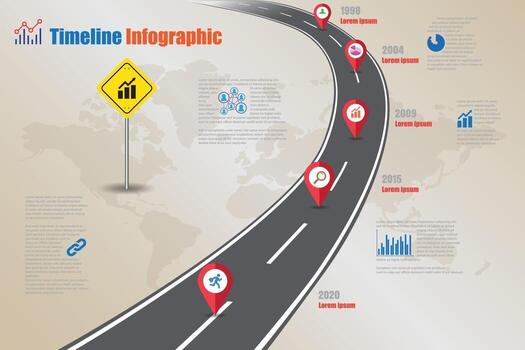 Business roadmap timeline infographic with pointer designed for abstract background template milestone element modern diagram process technology digital marketing data presentation chart Vector illustration