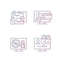 Broadcasting services gradient linear vector icons set