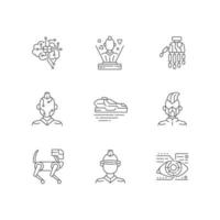 Cyberpunk attributes linear icons set vector