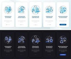 Deafness prevention onboarding mobile app page screen with concepts vector