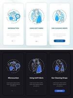 Ear care practice onboarding mobile app page screen with concepts vector