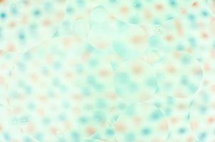 A beautiful and colorful macro of oil bubbles on water with blur of red and blue dots on white as background with vintage filter photo