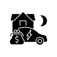 EV energy tariff black glyph icon vector