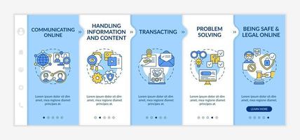 Learning digital skills onboarding vector template