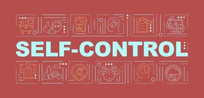 banner de conceptos de palabra de consejos de autocontrol vector