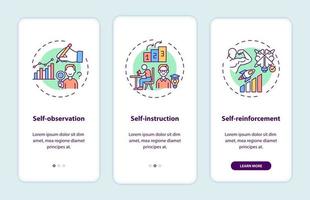 Self control techniques onboarding mobile app page screen with concepts