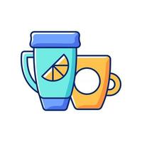 Branded cup and thermal cup RGB color icon vector