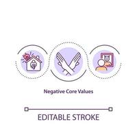 Negative core values concept icon vector