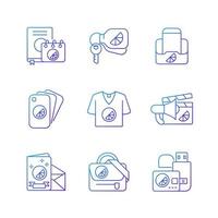 Company branding materials gradient linear vector icons set