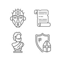 Exploring ancient lives linear icons set vector