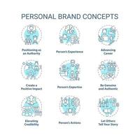 Personal brand blue concept icons set vector