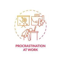 Procrastination at work red gradient concept icon vector