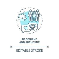 Be genuine and authentic blue concept icon vector