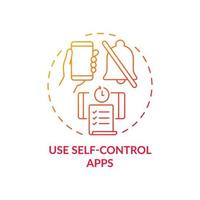 Use self control apps red gradient concept icon vector