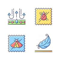 Fabric quality characteristics vector flat color icon set