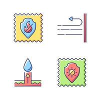 Different fabric features vector flat color icon set