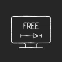 Free video streaming chalk white icon on black background vector