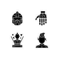 Human body cyberpunk augmentations black glyph icons set on white space vector