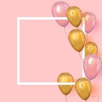 Realistic balloons around the frame with place for text vector