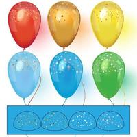 globos de colores realistas con confeti vector realista