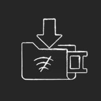Offline downloads chalk white icon on black background vector