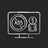 Ad free subscription plan chalk white icon on black background vector