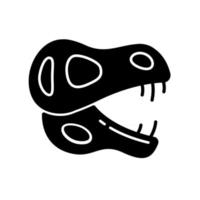 Dinosaur skeleton black glyph icon vector