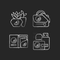 Company branding materials chalk white icons set on black background vector