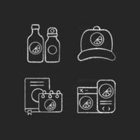 Company branding materials chalk white icons set on black background vector