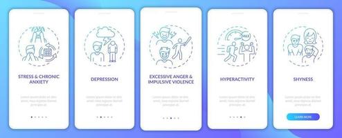 Self control development navy onboarding mobile app page screen with concepts vector