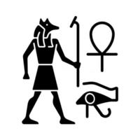 Egyptian wall drawings black glyph icon vector