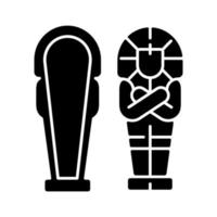 Egyptian sarcophagus black glyph icon
