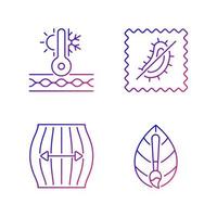 Different fabric features gradient linear vector icons set