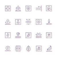 Different types of fabric feature gradient linear vector icons set