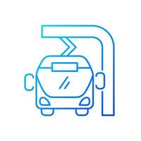 autobús eléctrico en ruta cargando gradiente icono de vector lineal