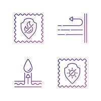 Fabric characteristics gradient linear vector icons set