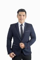 Handsome businessman in suit isolate on white photo