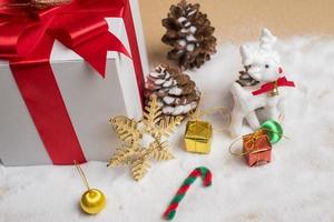 Christmas gift box and christmas decoration photo