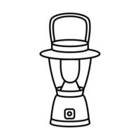 Portable camping flashlight. Spare light source. Battery-powered flashlight. Vector stock illustration in Doodle style